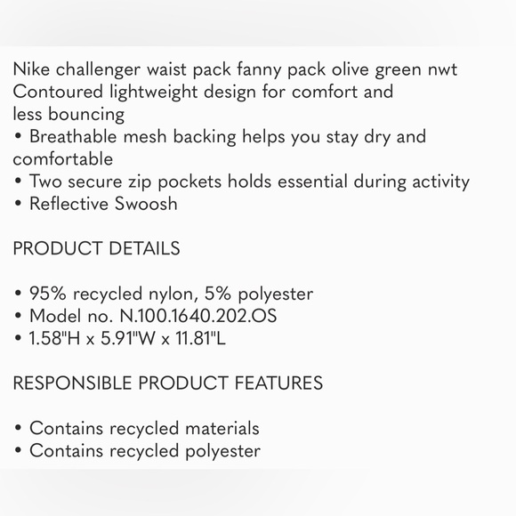 Nike challenger waist pack fanny pack olive green nwt - Picture 2 of 6